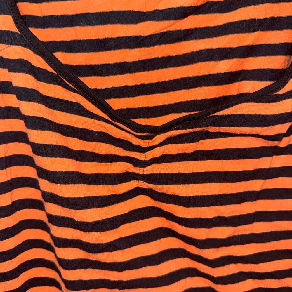 Hell Bunny Striped Orange and Black Women's Top - Picture 4 of 5